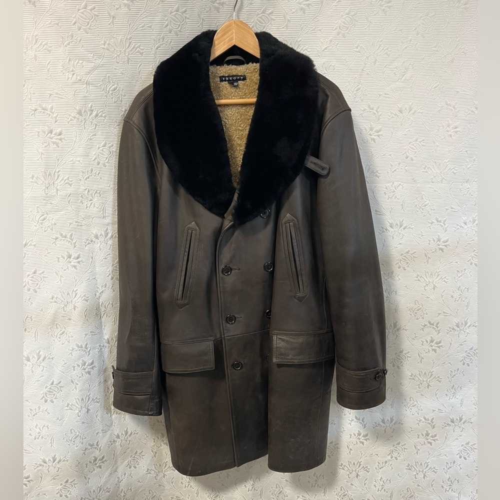 Theory Brown XL Leather Coat